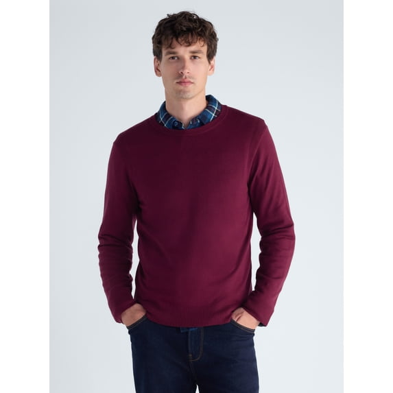 Free Assembly Men's Crewneck Sweater with Long Sleeves, Midweight, Sizes XS-3XLT