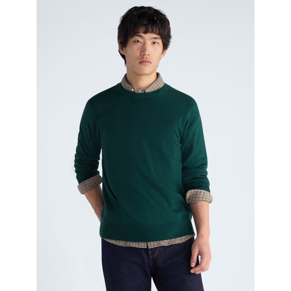 Free Assembly Men's Crewneck Sweater with Long Sleeves, Midweight, Sizes XS-3XLT