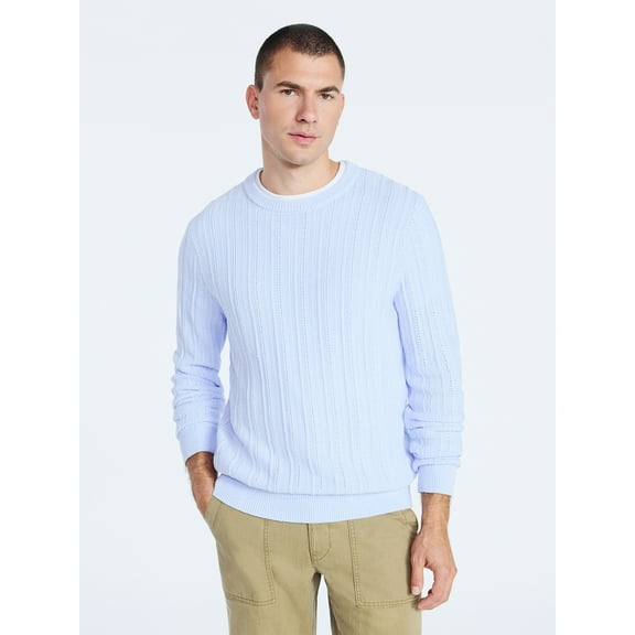 Free Assembly Men's Long Sleeve Crewneck Textured Sweater, Sizes S-3XL