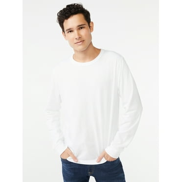 Free Assembly Men's Everyday Cotton Tee with Long Sleeves, Sizes XS-3XL