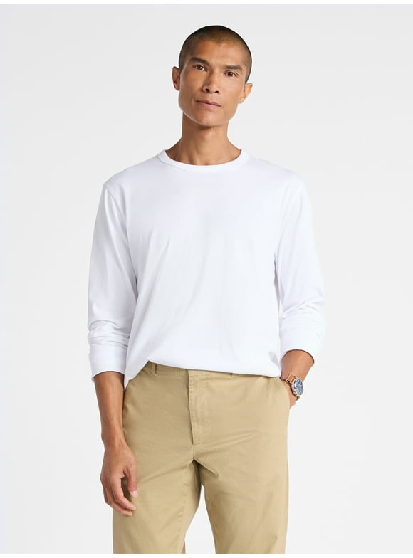 Men's Everyday Cotton Tee with Long Sleeves, Sizes XS-3XL