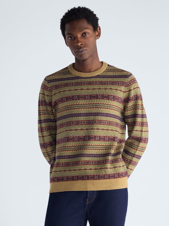 Men's Fair Isle Sweater with Long Sleeves, Midweight, Sizes XS-3XLT