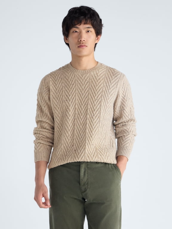 Men's Herringbone Crewneck Sweater, Midweight, Sizes XS-3XLT