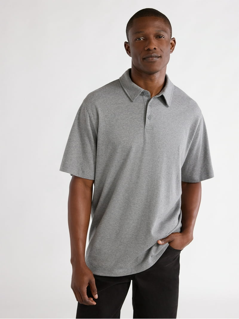 Free Assembly Men's Cotton Polo Shirt with Short Sleeves, Sizes XS