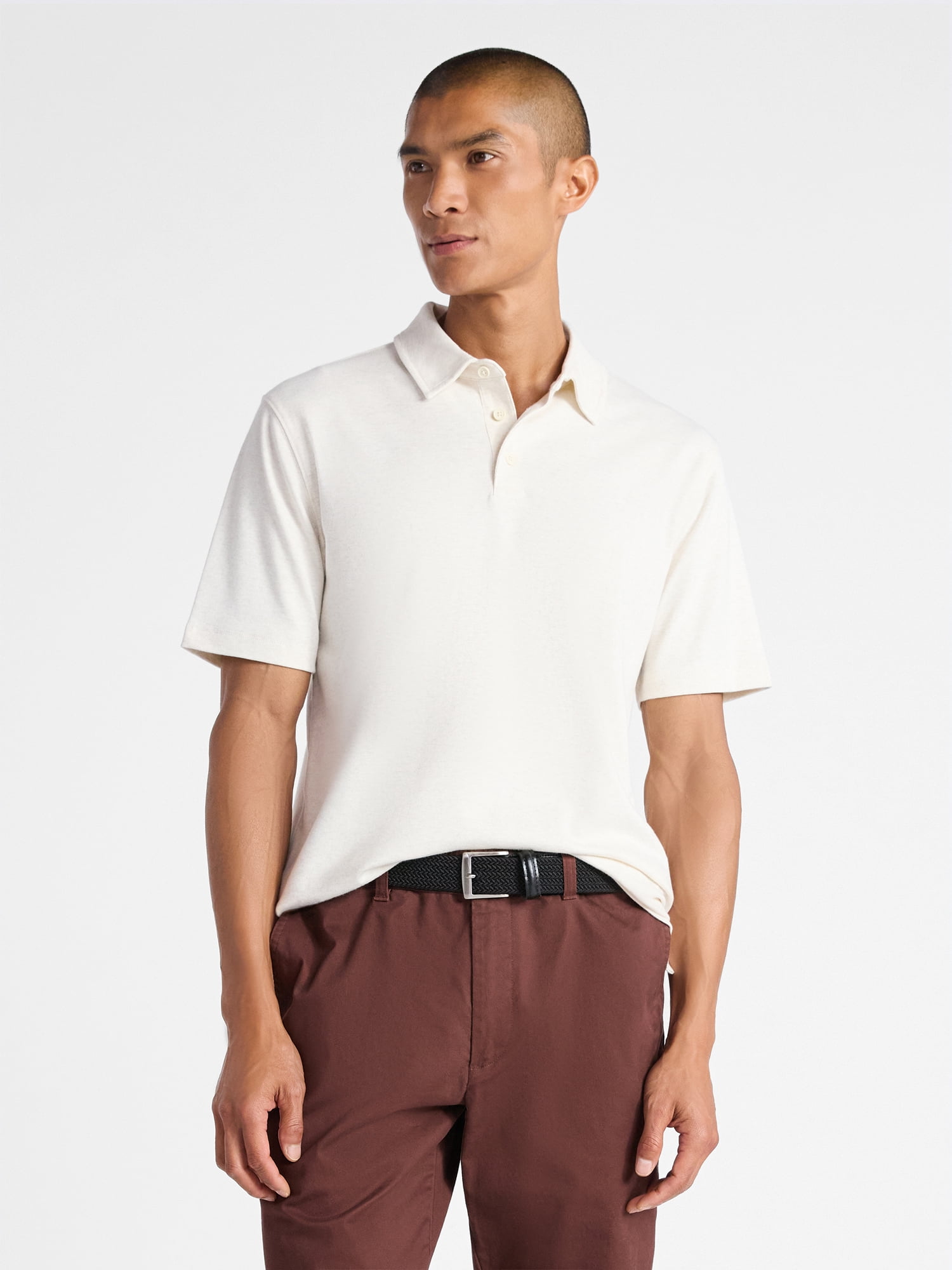 Free Assembly Mens Cotton Polo Shirt with Short Sleeves, Sizes XS-3XL
