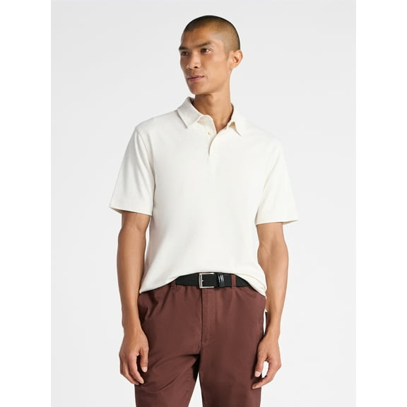 Free Assembly Mens Cotton Polo Shirt with Short Sleeves, Sizes XS-3XL