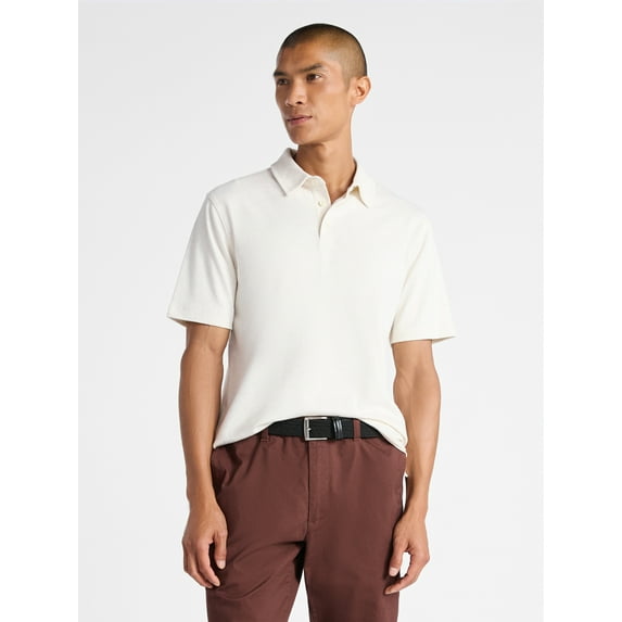 Free Assembly Mens Cotton Polo Shirt with Short Sleeves, Sizes XS-3XL