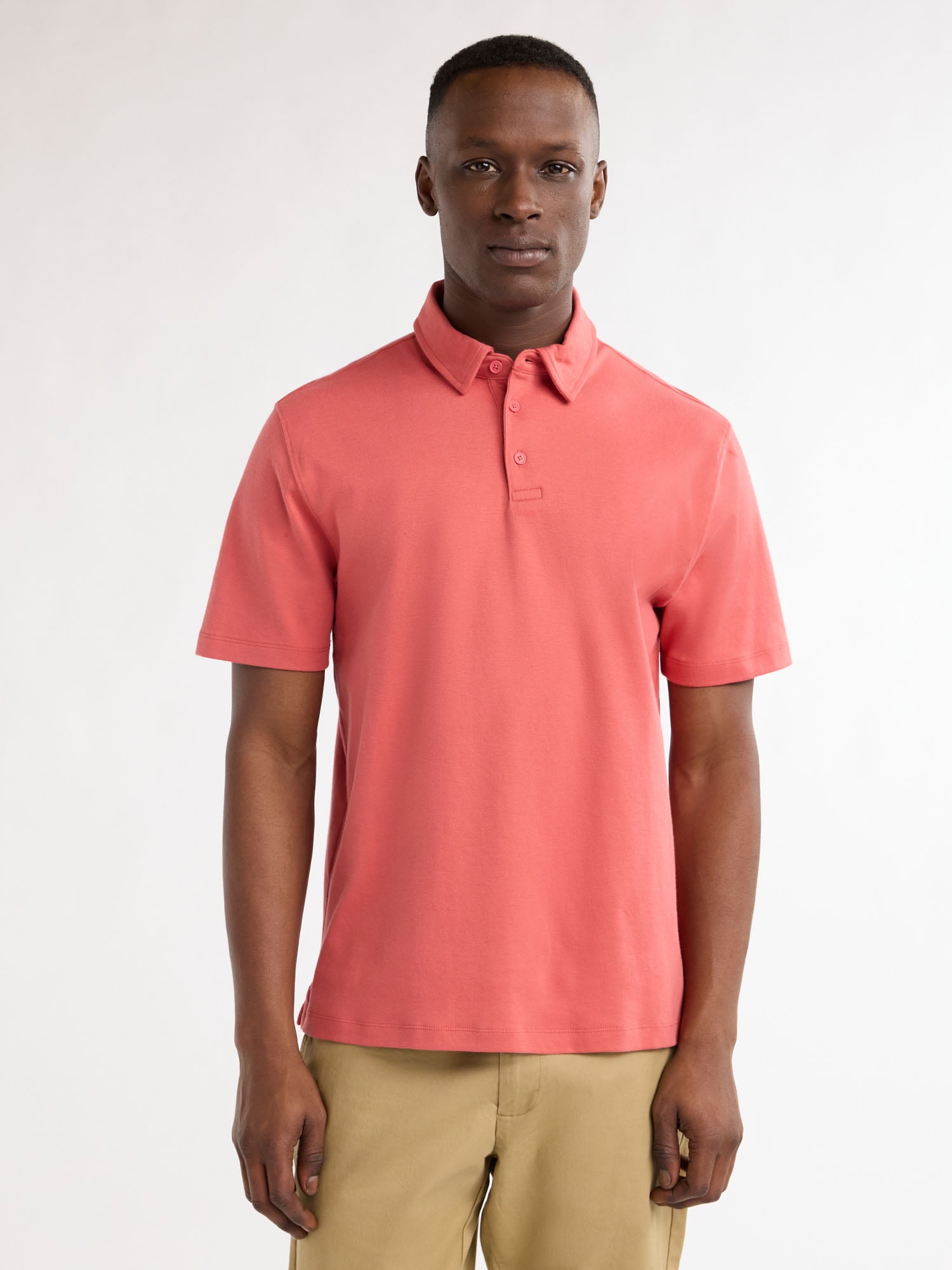 Free Assembly Mens Cotton Polo Shirt with Short Sleeves, Sizes XS-3XL