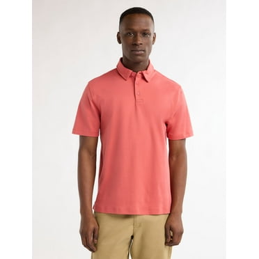 Free Assembly Men’s Cotton Polo Shirt with Short Sleeves, Sizes XS-3XL