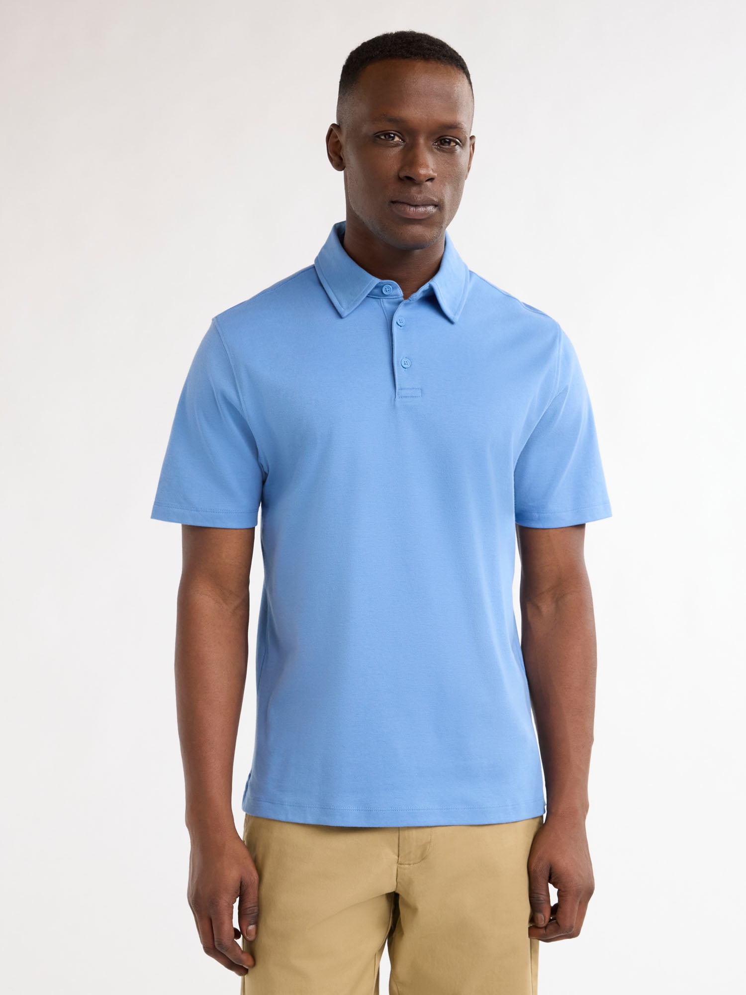 Free Assembly Mens Cotton Polo Shirt with Short Sleeves, Sizes XS-3XL