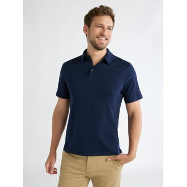 Free Assembly Men’s Cotton Polo Shirt with Short Sleeves, Sizes XS-3XL