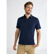 Free Assembly Mens Cotton Polo Shirt with Short Sleeves, Sizes XS-3XL