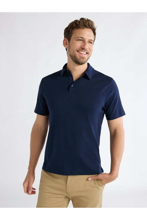 Mens Cotton Polo Shirt with Short Sleeves, Sizes XS-3XL