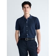 Men's Button Front Marled Sweater with Short Sleeves, Sizes S-3XL