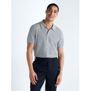 Men's Button Front Marled Sweater with Short Sleeves, Sizes S-3XL