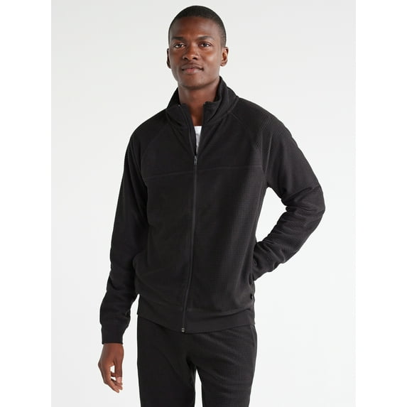 Free Assembly Men's Microfleece Full Zip Mock Neck Jacket, Sizes XS-3XL