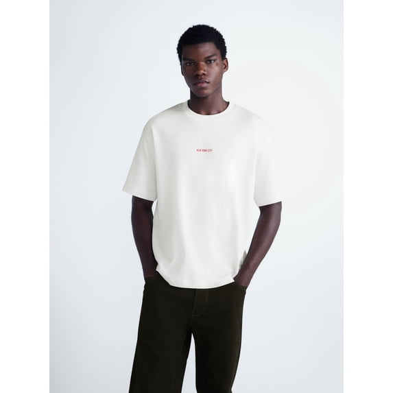 Free Assembly Men's NYC Front Back Graphic Cotton Tee with Short Sleeves, Sizes XS-XL