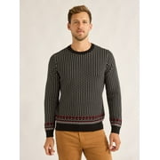 Free Assembly Men's Nordic Stitch Crewneck Sweater, Midweight, Sizes XS-3XL
