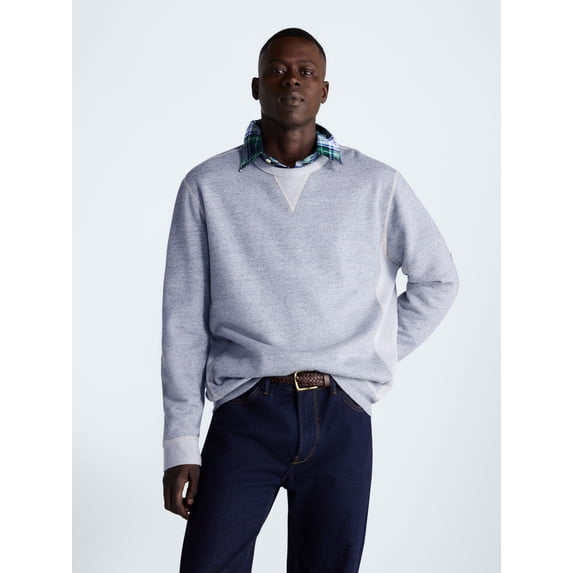 Free Assembly Men's Oversized Fleece Crewneck Sweatshirt with Long Sleeves, Sizes XS-3XL