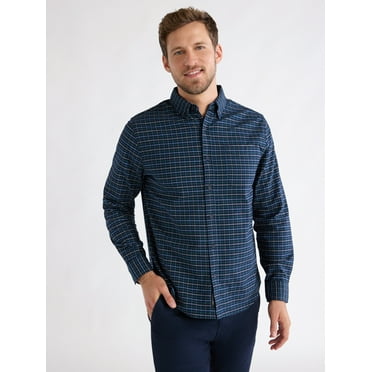Free Assembly Men's Oxford Shirt with Long Sleeves, Sizes S-3XL