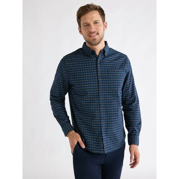Free Assembly Men's Oxford Shirt with Long Sleeves, Sizes S-3XL