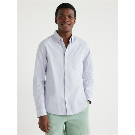 Free Assembly Men's Oxford Shirt with Long Sleeves, Sizes S-3XL