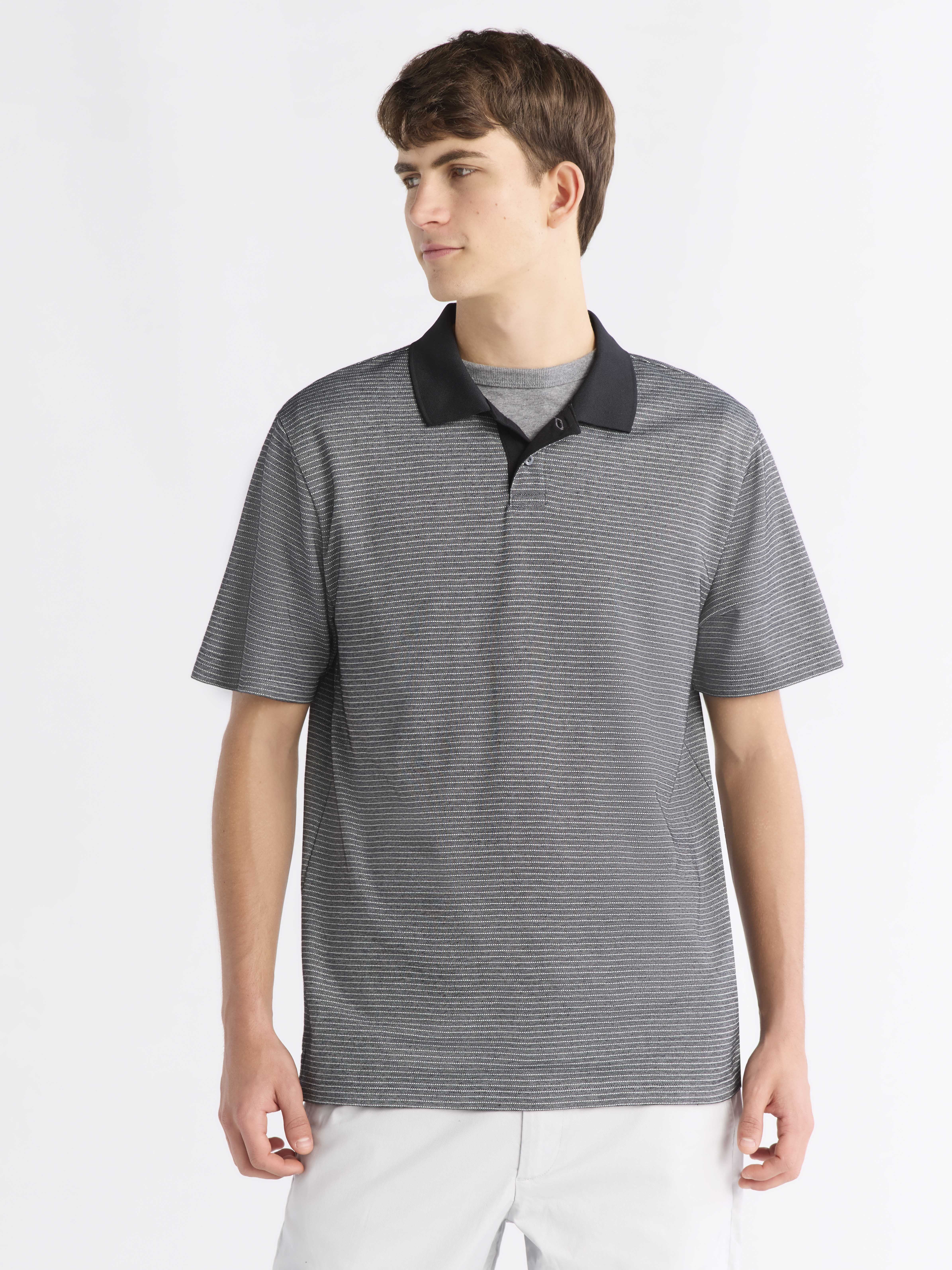 Free Assembly Men's Tipped Stretch Pique Zip Polo Shirt with