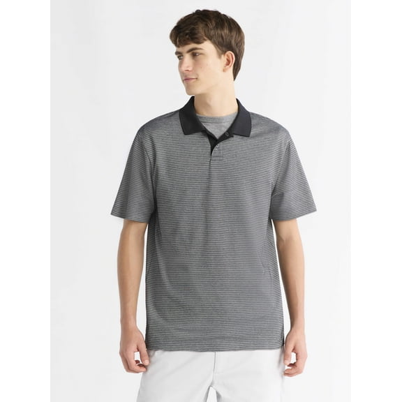 Free Assembly Men's Oxford Stripe Polo Shirt, Sizes XS-3XL