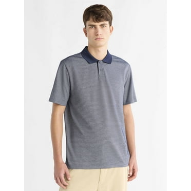 Free Assembly Men's Oxford Stripe Polo Shirt, Sizes XS-3XL