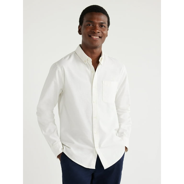 Free Assembly Men's Oxford Woven Shirt With Long Sleeves