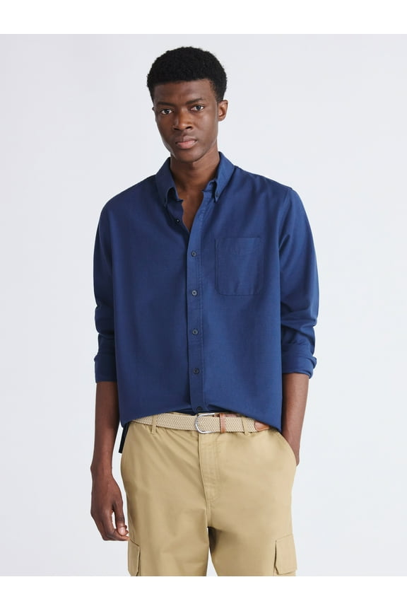 Men's Oxford Woven Shirt With Long Sleeves, Sizes XS-3XL