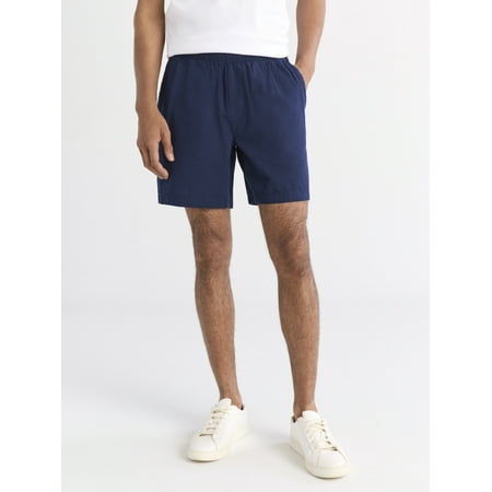 Free Assembly Men's Pull-On Seersucker Shorts, 7" Inseam, Sizes XS-3XL