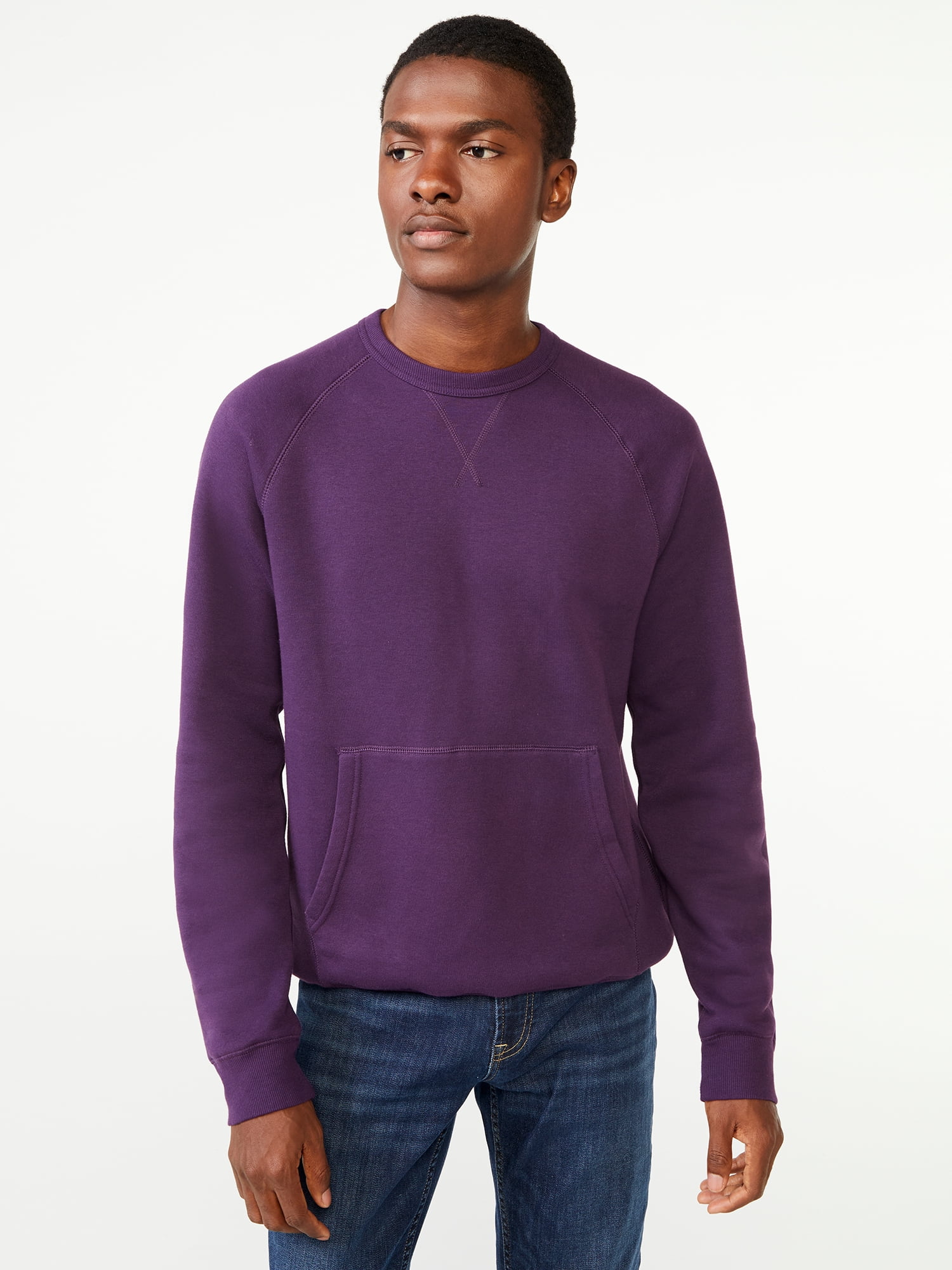 Free Assembly Men's Pullover Sweatshirt with Raglan Sleeves