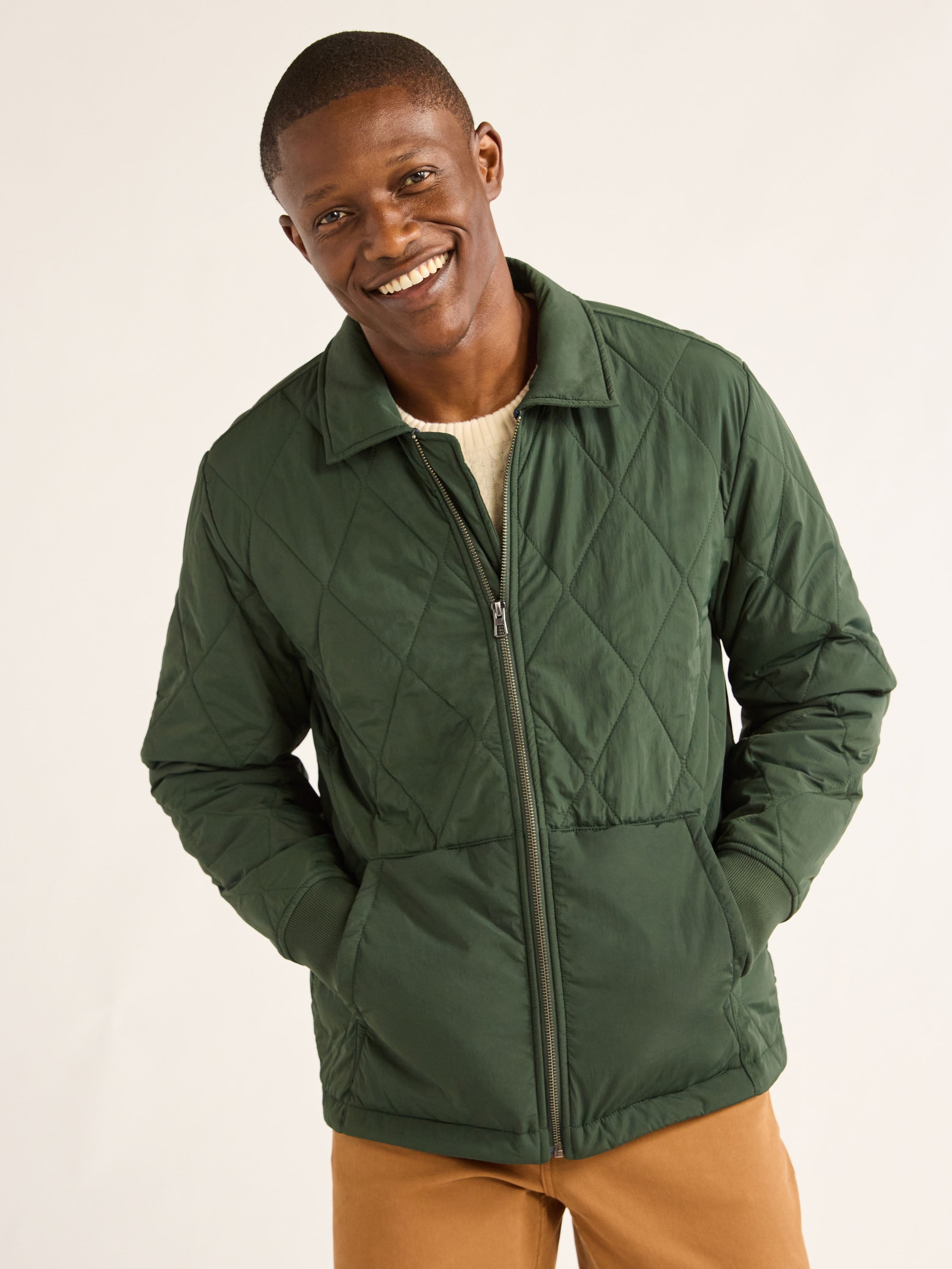 Free Assembly Men’s Quilted Bomber Jacket, Lightweight, Sizes S-3XL