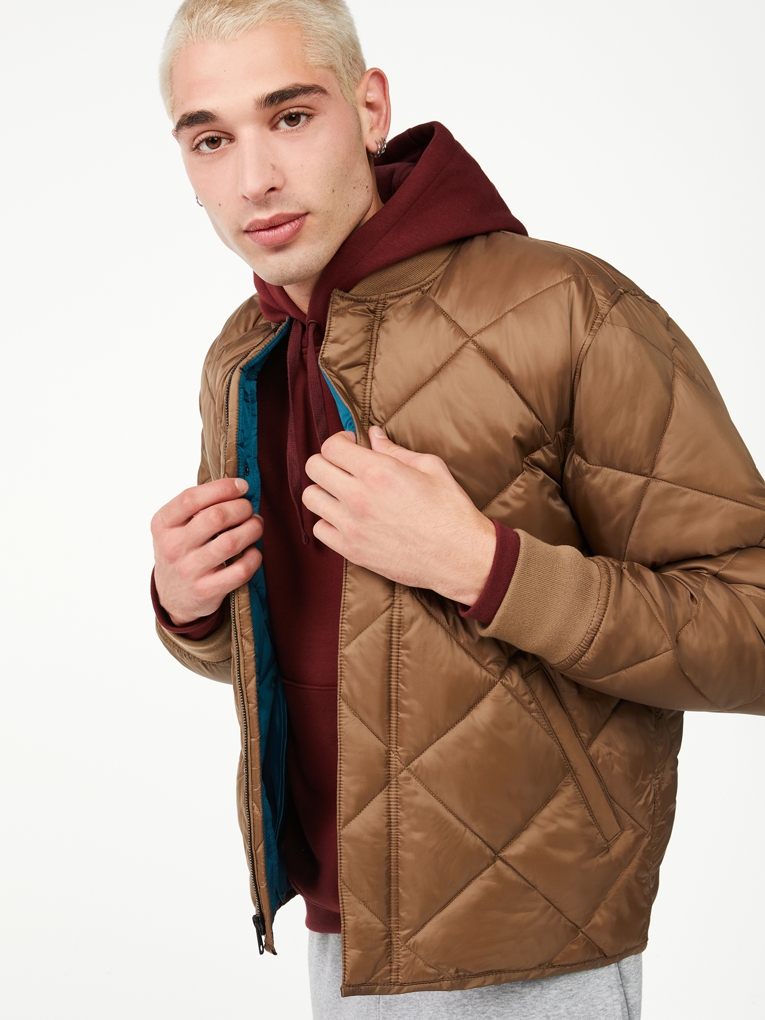 Free Assembly Men's Quilted Bomber Jacket - image 1 of 6