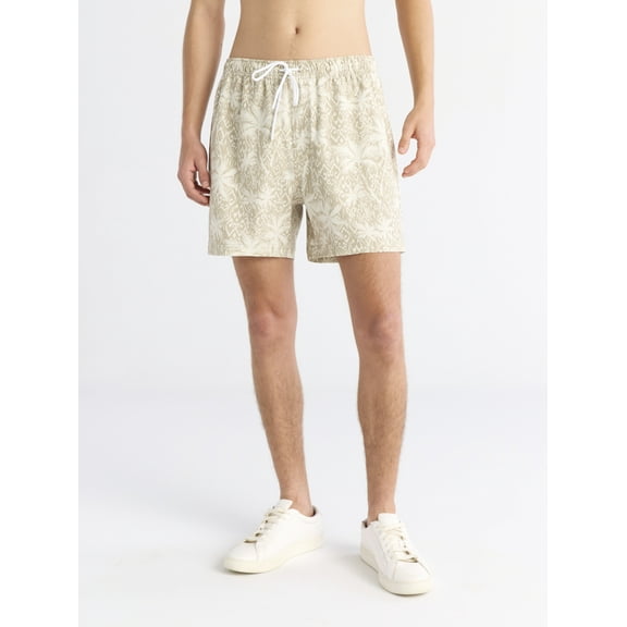 Free Assembly Men's Twill Swim Trunks, 5" Inseam, Sizes S-3XL