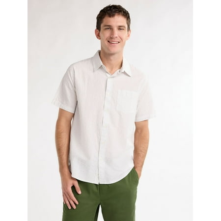 Free Assembly Men’s Seersucker Short Sleeve Shirt – XS to 3XL