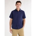 thumbnail image 1 of Free Assembly Men's Seersucker Button Front Shirt with Short Sleeves, Sizes XS-3XL, 1 of 5