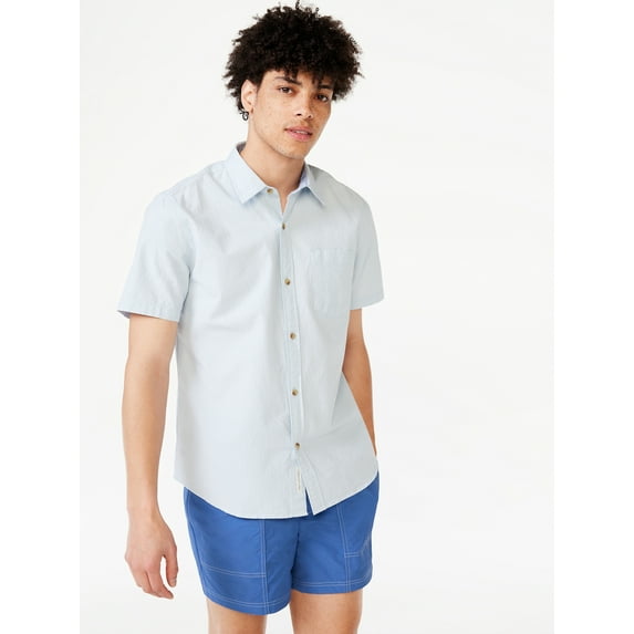 Free Assembly Men's Seersucker Shirt with Short Sleeves