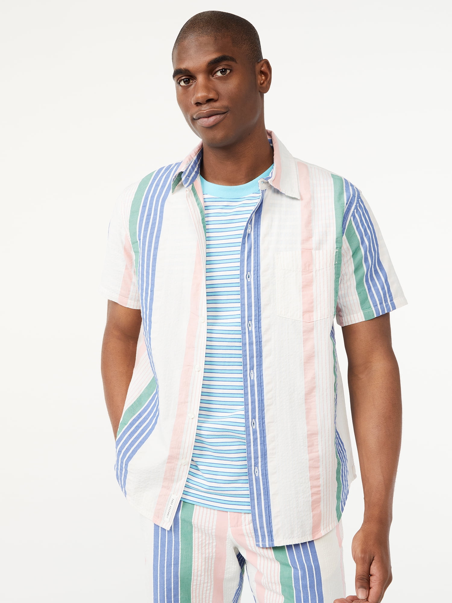 Striped seersucker shirt - Man