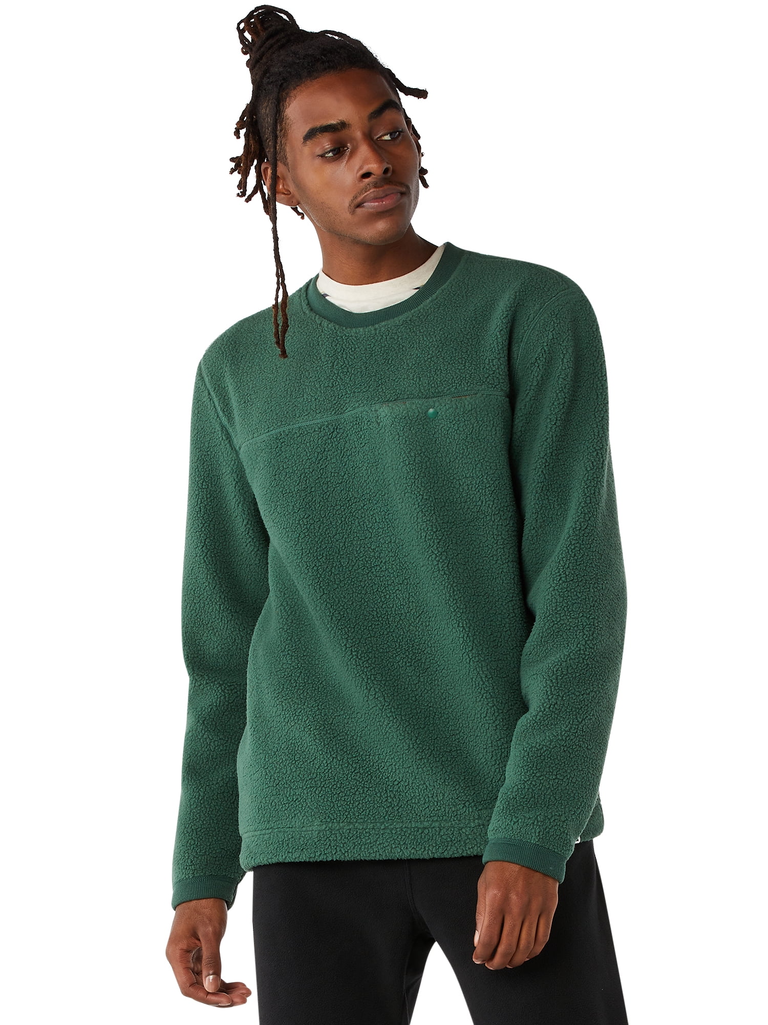 Free Assembly Men s Sherpa Fleece Crewneck Sweatshirt Walmart