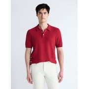 Men's Boucle Polo Sweater with Short Sleeves, Sizes XS-3XL