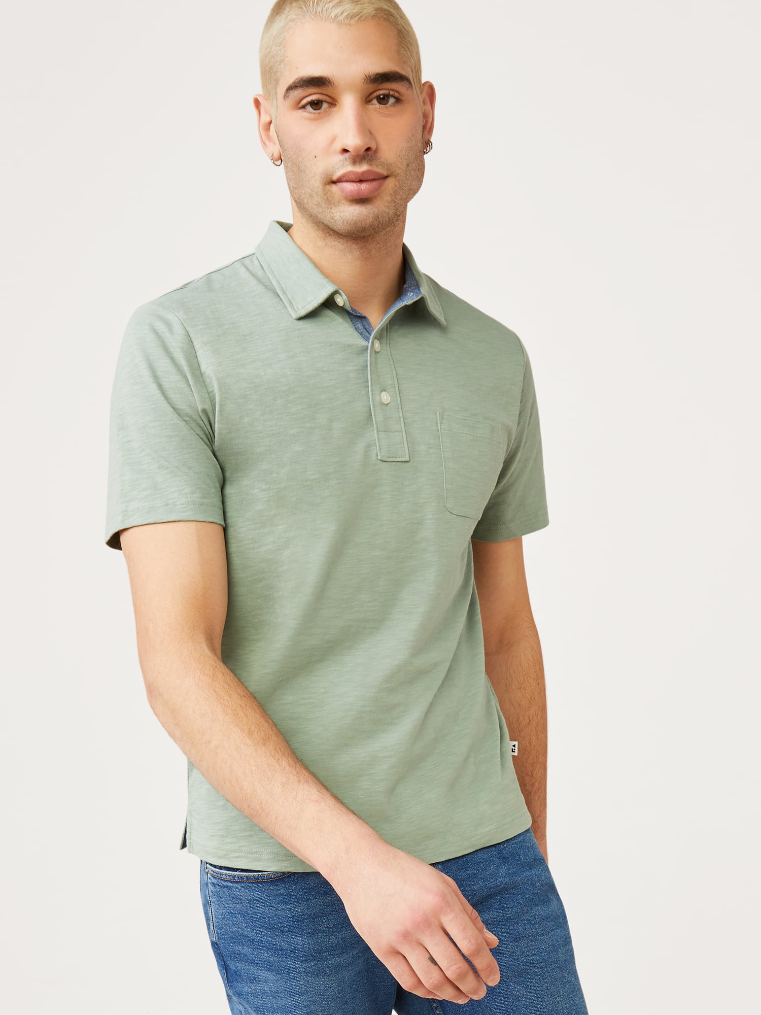 Free Assembly Men's Short Sleeve Polo Shirt with Pocket - Walmart.com