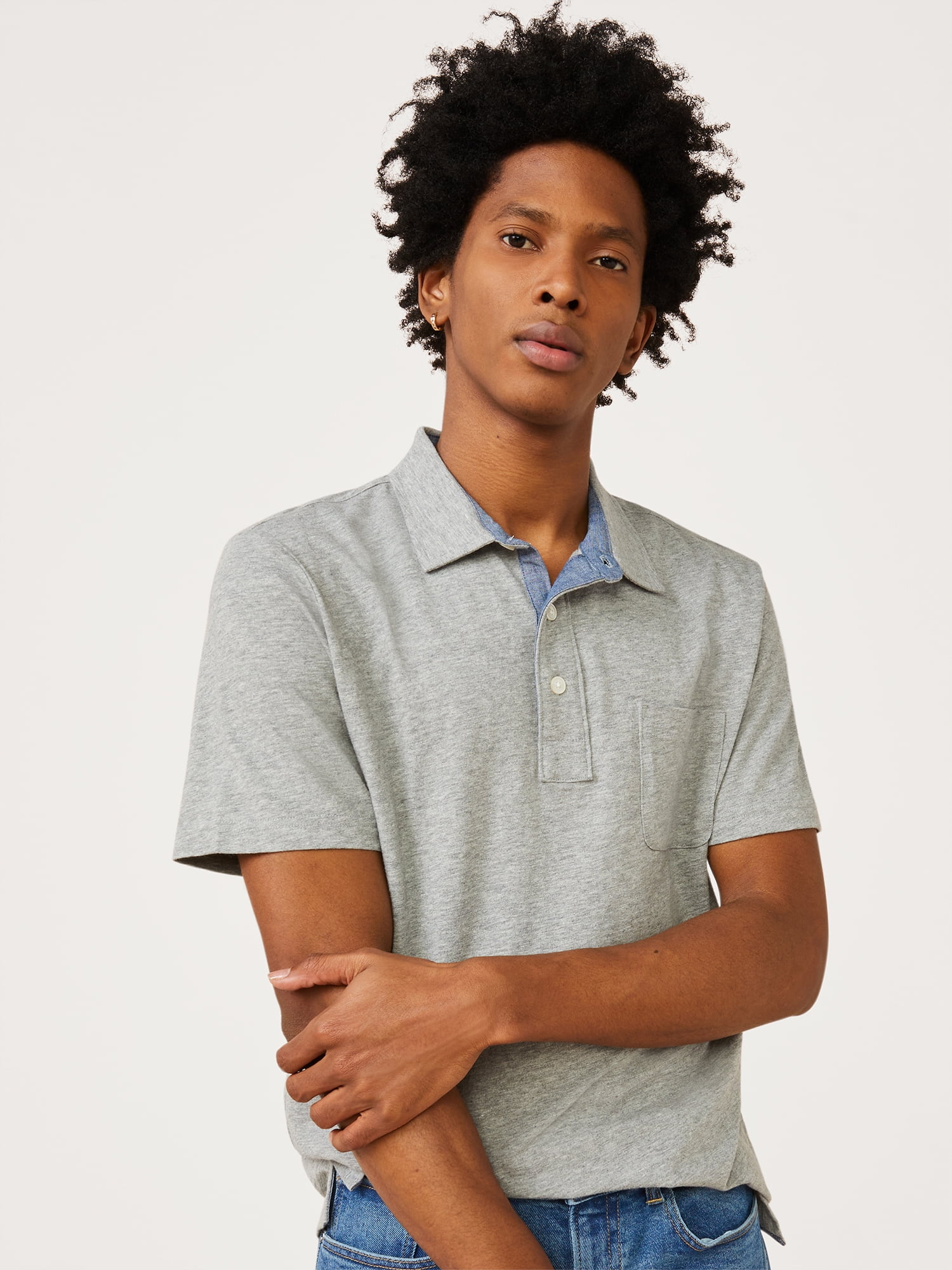 Free Assembly Men's Short Sleeve Polo Shirt with Pocket