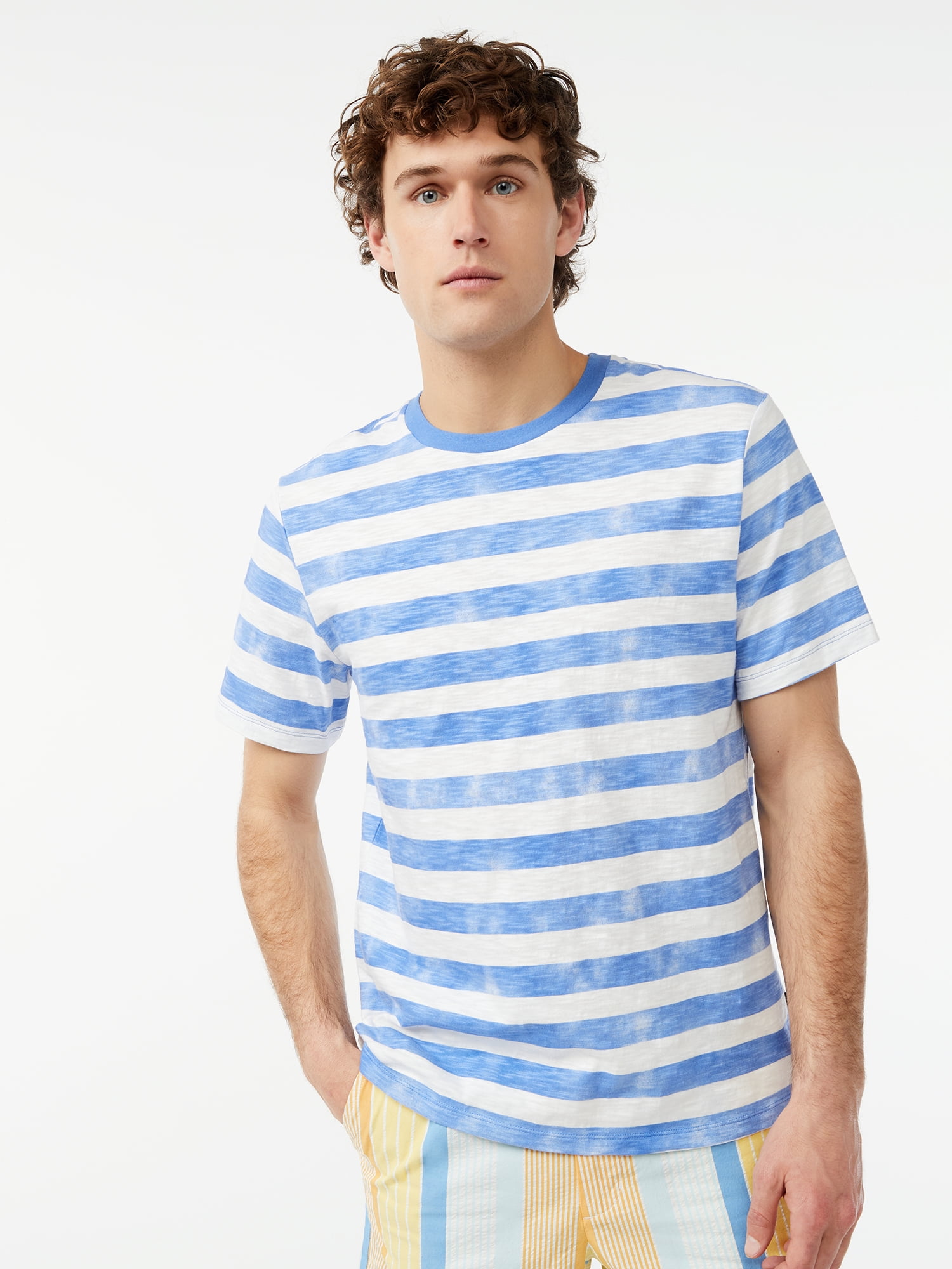 Free Assembly Men's Short Sleeve Stripe Printed T-Shirt - Walmart.com