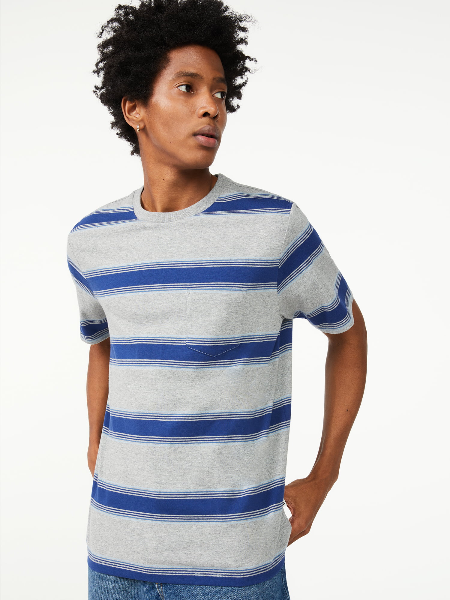 Free Assembly Men's Short Sleeve Striped Pocket T-Shirt - Walmart.com
