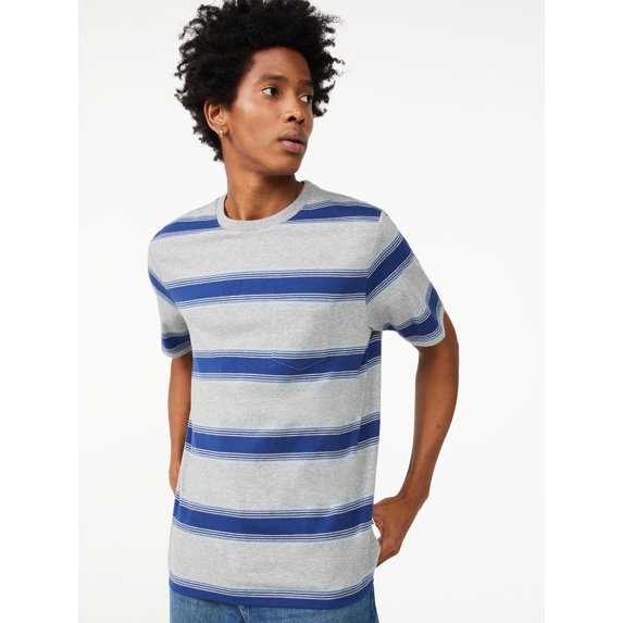 Free Assembly Men's Short Sleeve Striped Pocket T-Shirt
