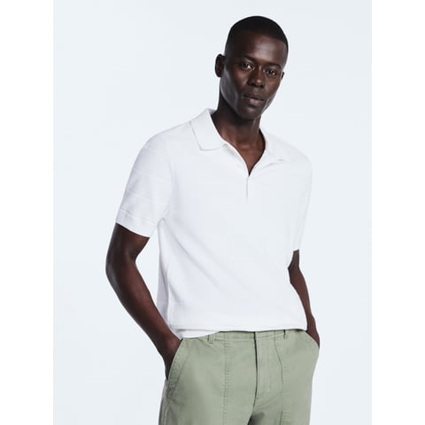 Men's Textured Stripe Polo Sweater with Short Sleeves, Sizes S-3XL