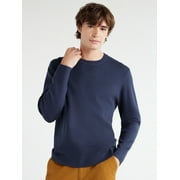 Free Assembly Men's Solid Crewneck Sweater with Long Sleeves, Sizes XS-3XL