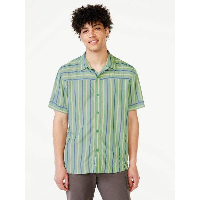 Free Assembly Men's Striped Shirt with Short Sleeves - Walmart.com